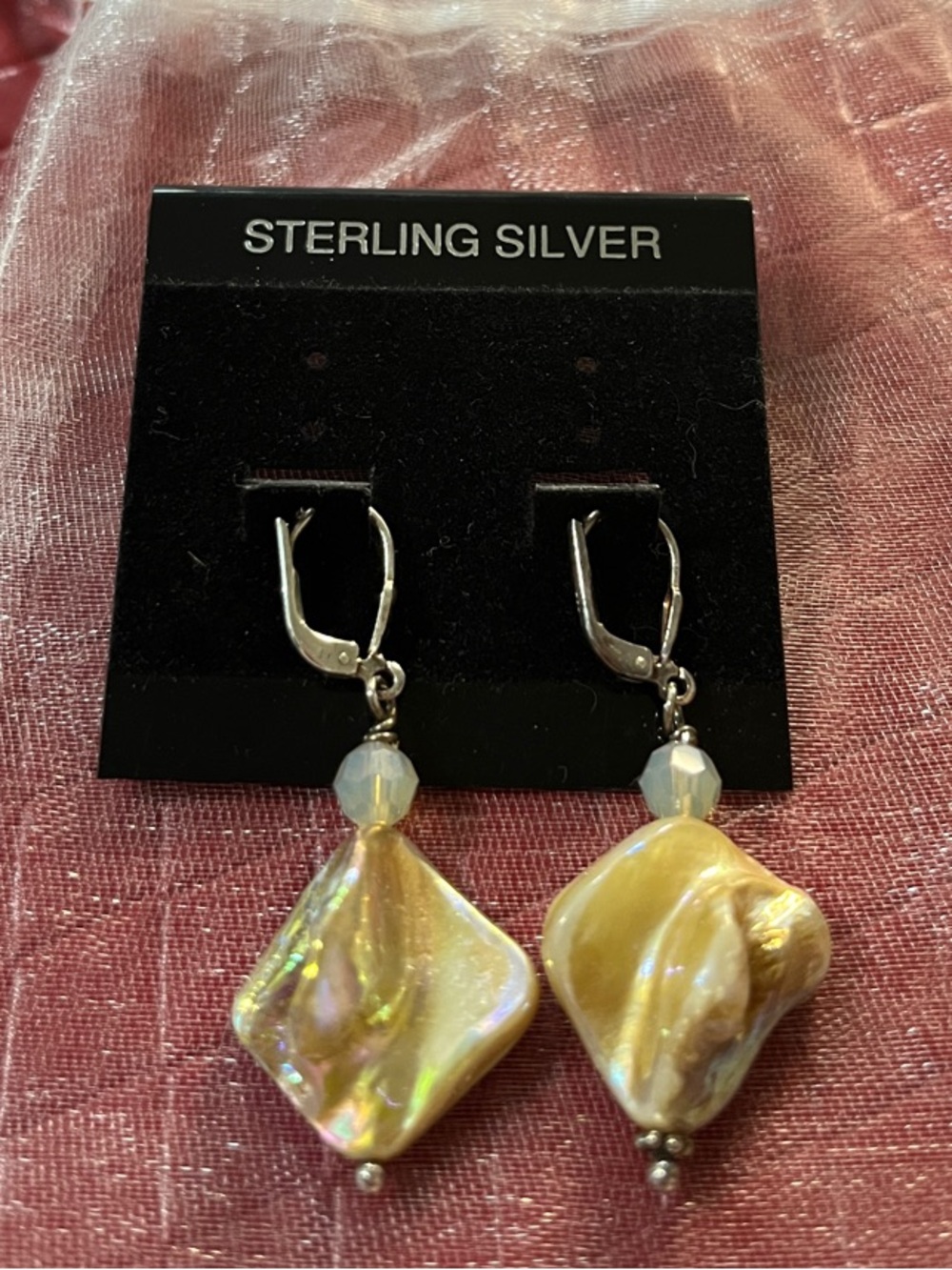 Sterling silver Mother of Pearl Drop Earrings